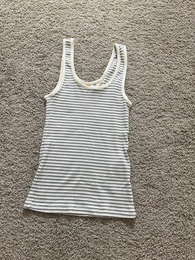 Levi's Cream and Blue Striped Ribbed Tank